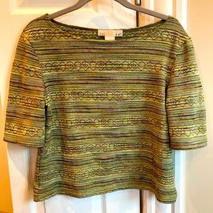 Multicolored knit striped boatneck top